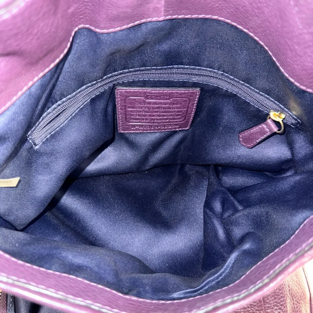 Coach Madison-Phoebe Pebbled Leather Shoulder Bag – Eggplant Purple